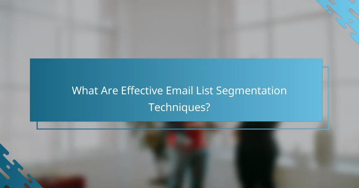 What Are Effective Email List Segmentation Techniques?