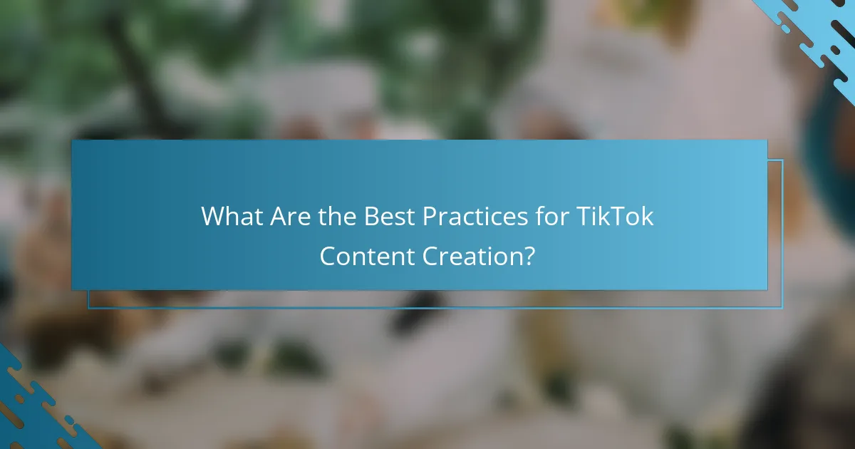 What Are the Best Practices for TikTok Content Creation?